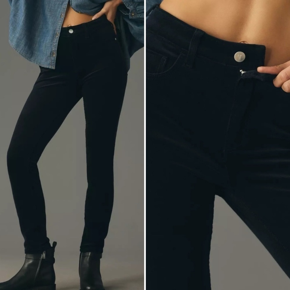 Anthropologie Pilcro Pants Velvet High Rise Skinny Classic Holiday Chic Navy 28